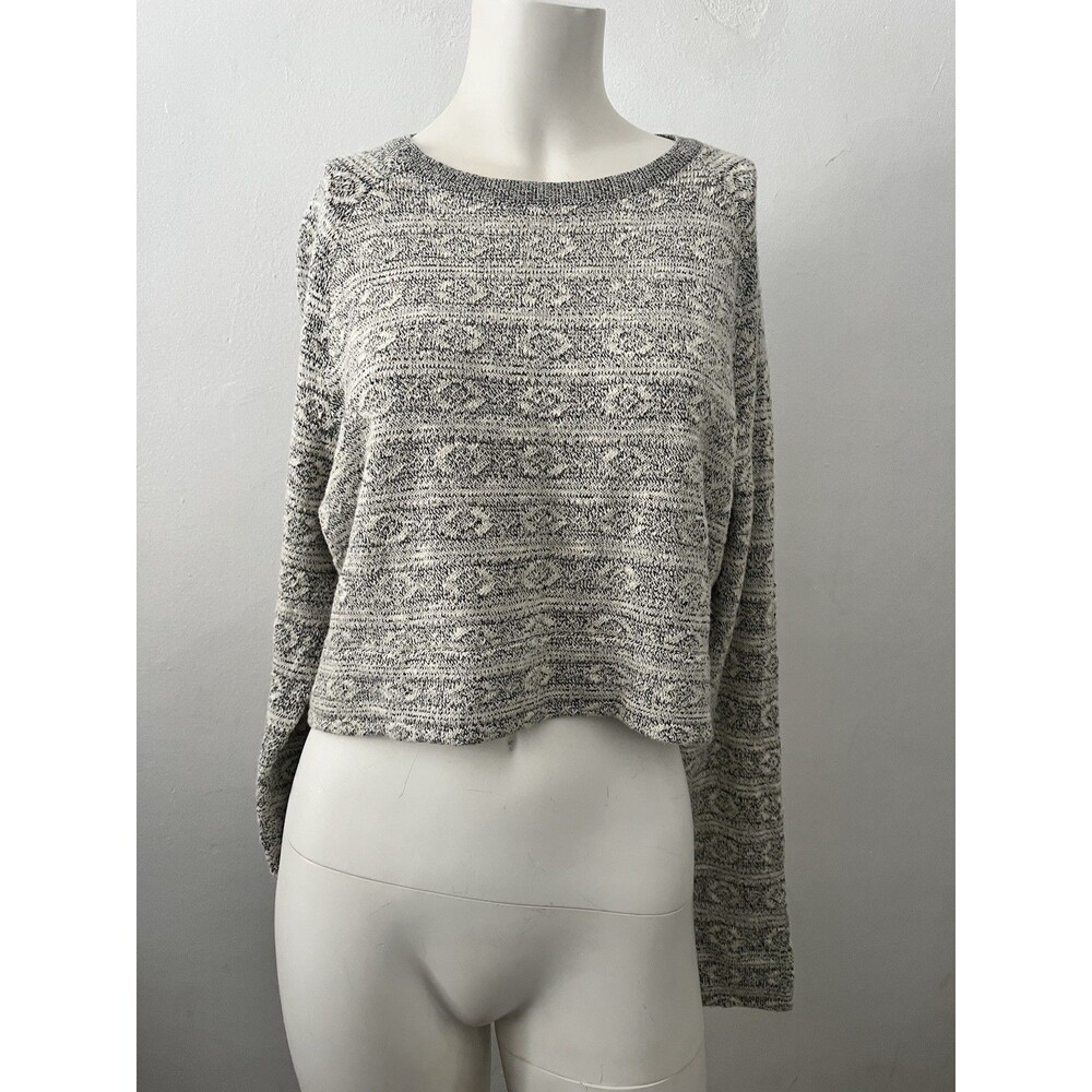 Staring At Stars Sweater S Cropped Aztec Boho Indie Twee Rustic Silver Marbled